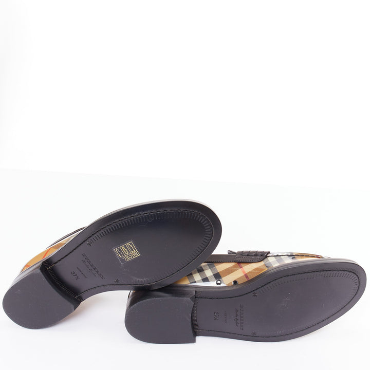 BURBERRY Bedmont Vintage Check patent leather classic penny loafers EU37.5