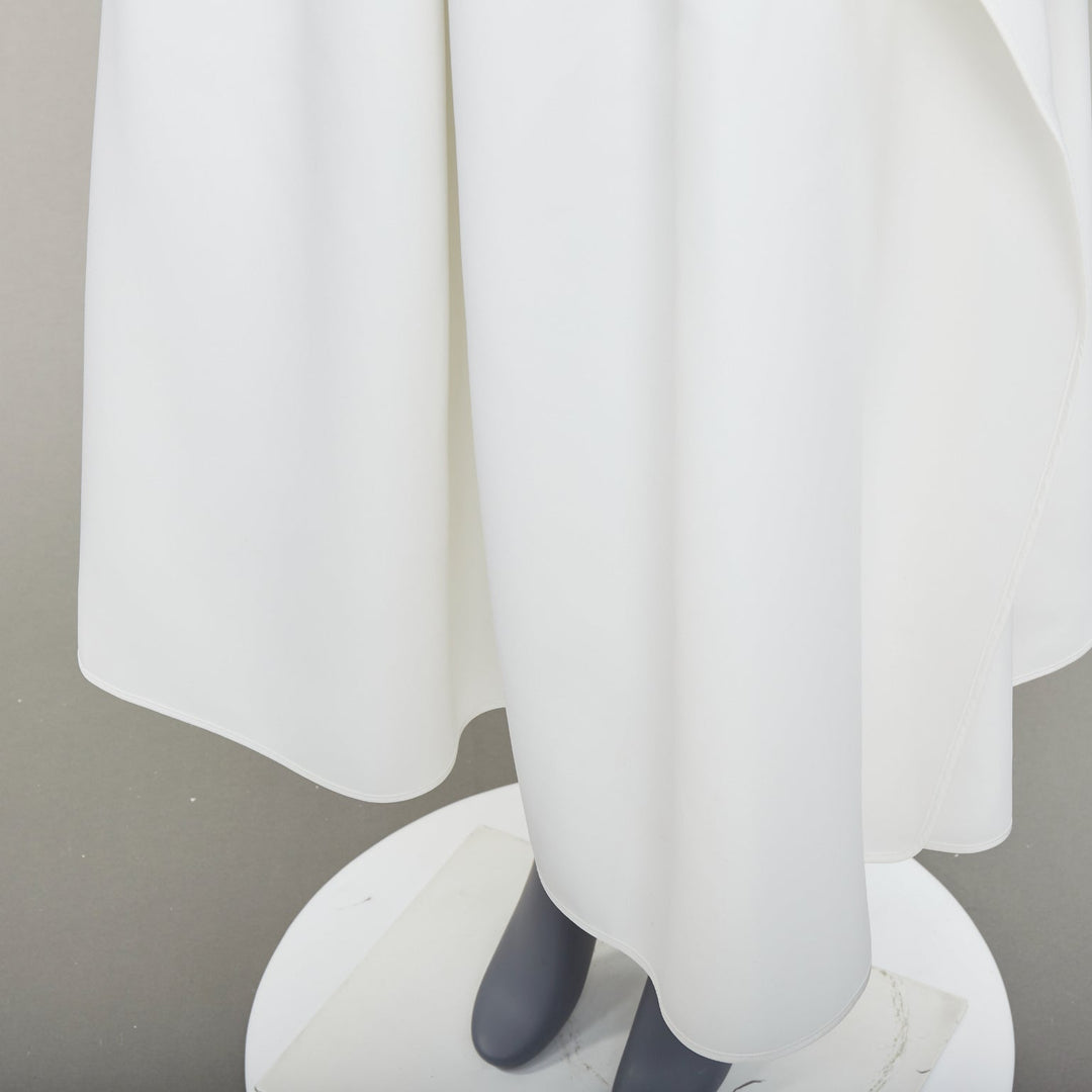 MATICEVSKI 2020 Fondness cream crepe pleated front drape hi low full skirt AU8 S