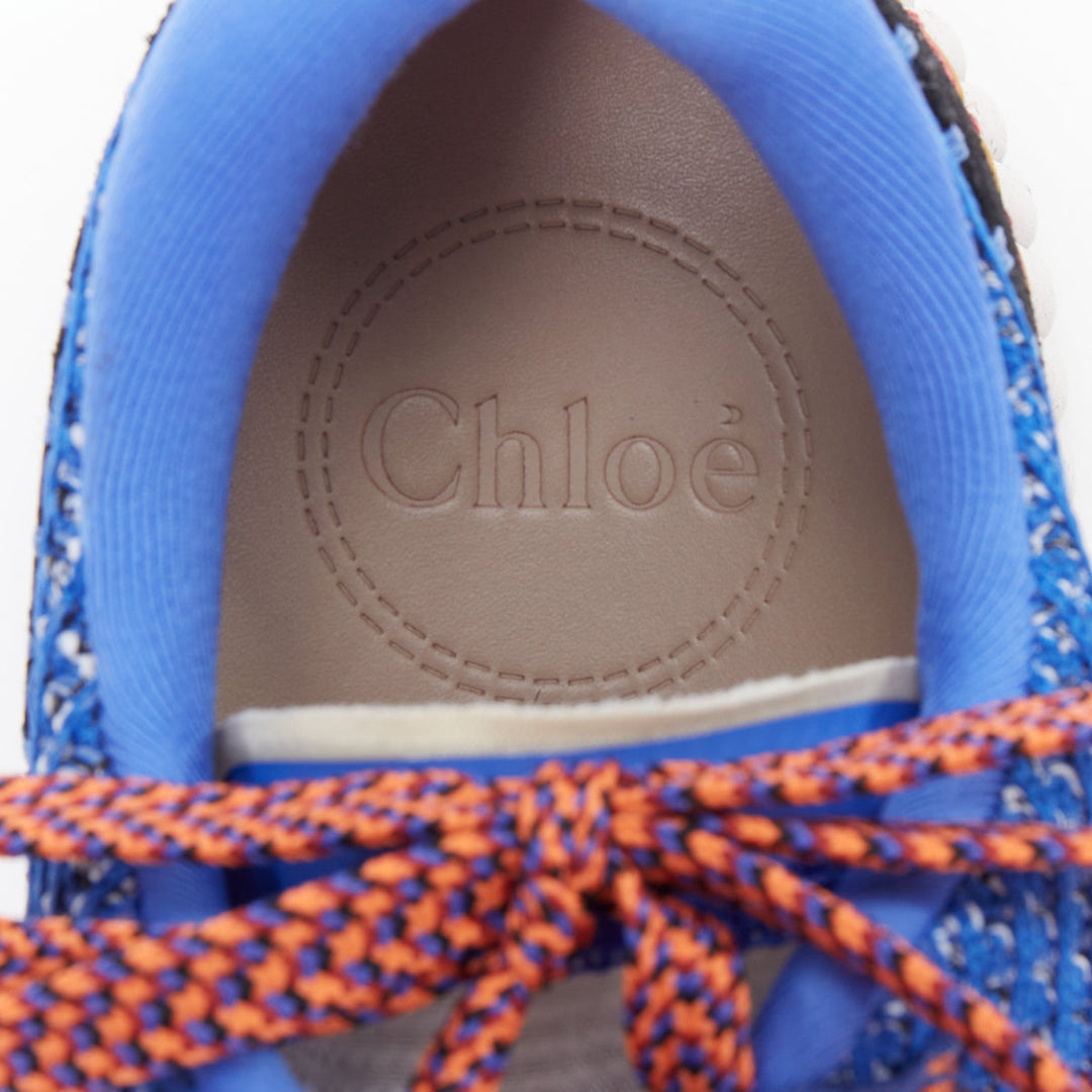 CHLOE 2023 Nama multicolor topstitch suede fabric chunky sneaker EU39