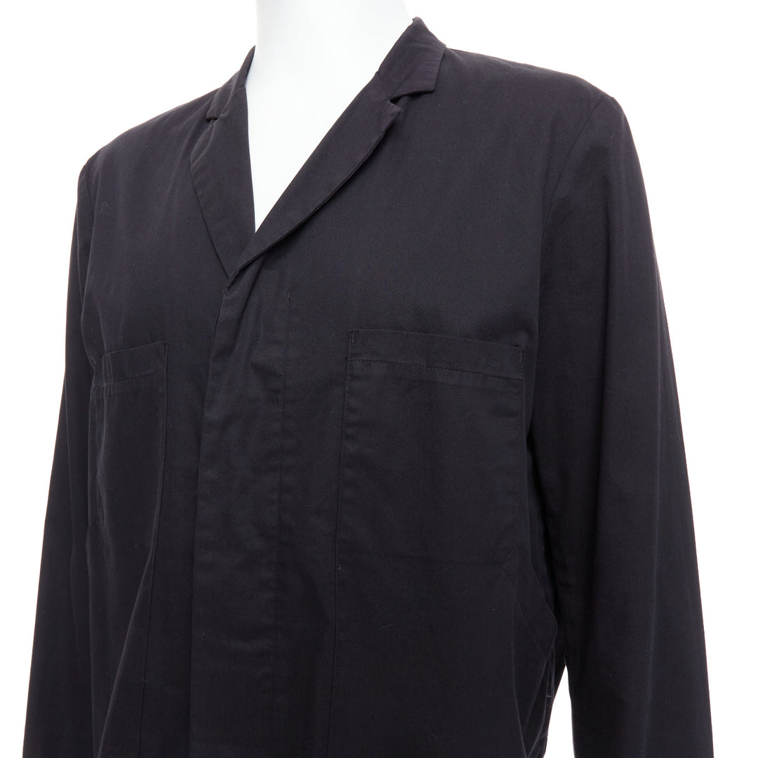 RAF SIMONS RAF black cotton blend hidden collar stand ruched blazer IT50 L