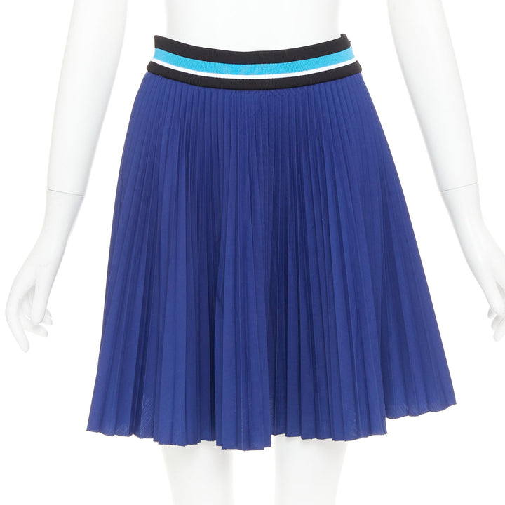 PRADA 2014 royal blue ribbed waistband accordion pleated tennis skirt IT38 XS