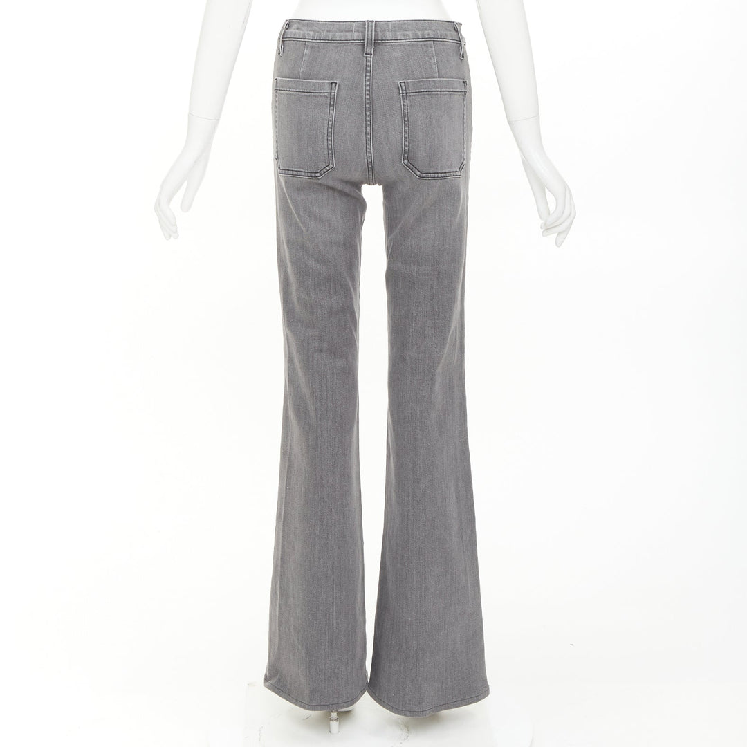 NILI LOTAN Florence grey washed denim patch pockets flare jeans 26"