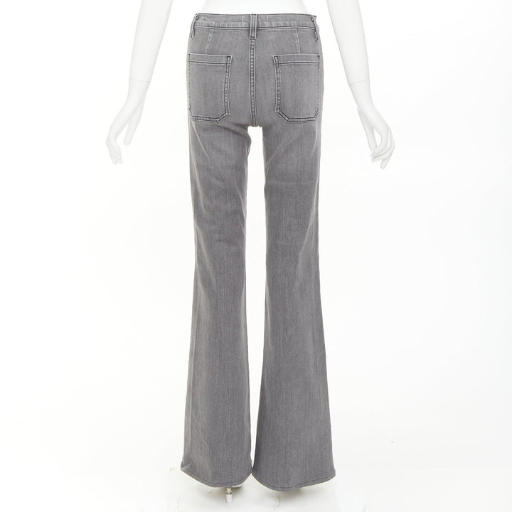 NILI LOTAN Florence grey washed denim patch pockets flare jeans 26"