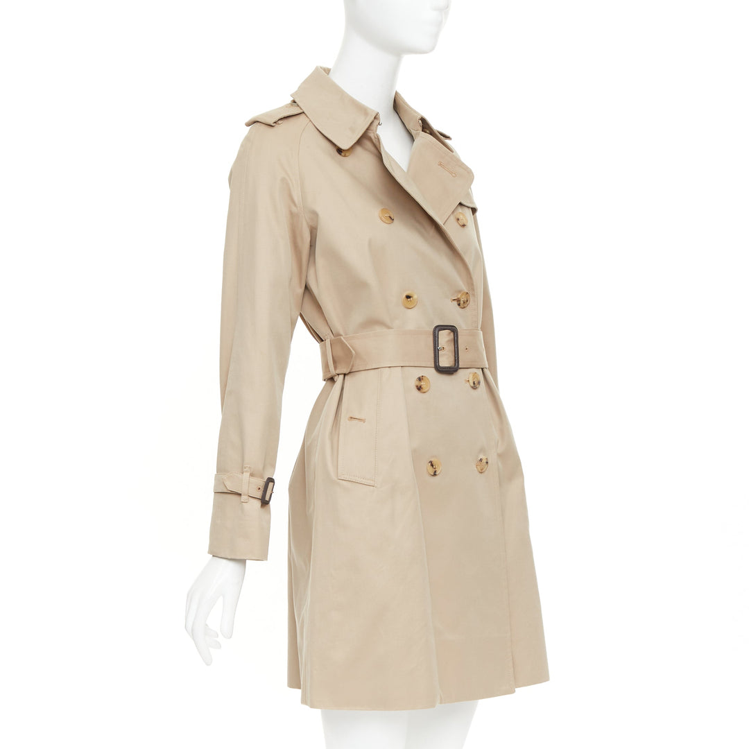 MACKINTOSH beige cotton horn buttons double breasted classic trench FR32 XXS