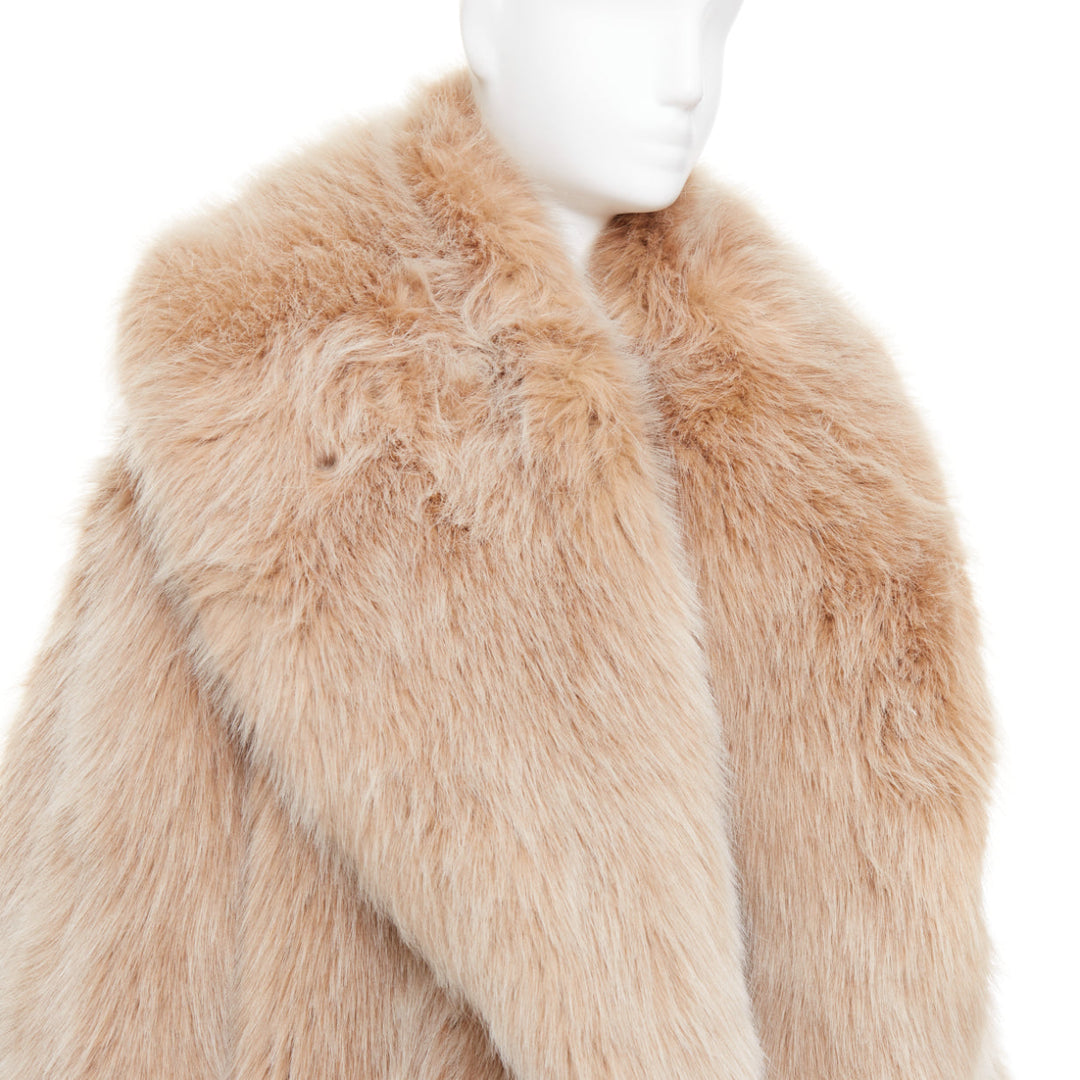 rare ALEXANDRE VAUTHIER SS2023 beige brown faux fur exaggerated collar coat