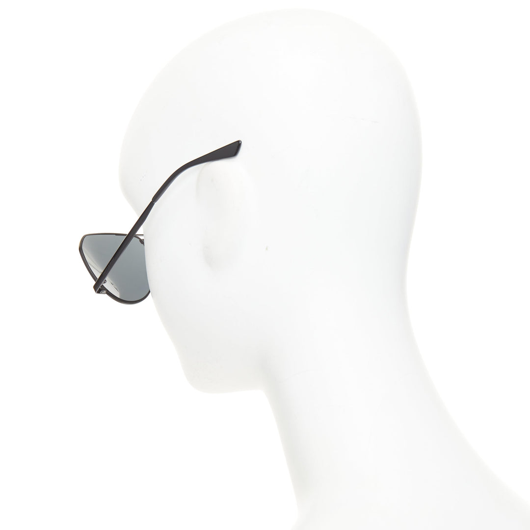 SAINT LAURENT 2023 Runway SL 690 Dust 001 black metal grey aviator sunglasses