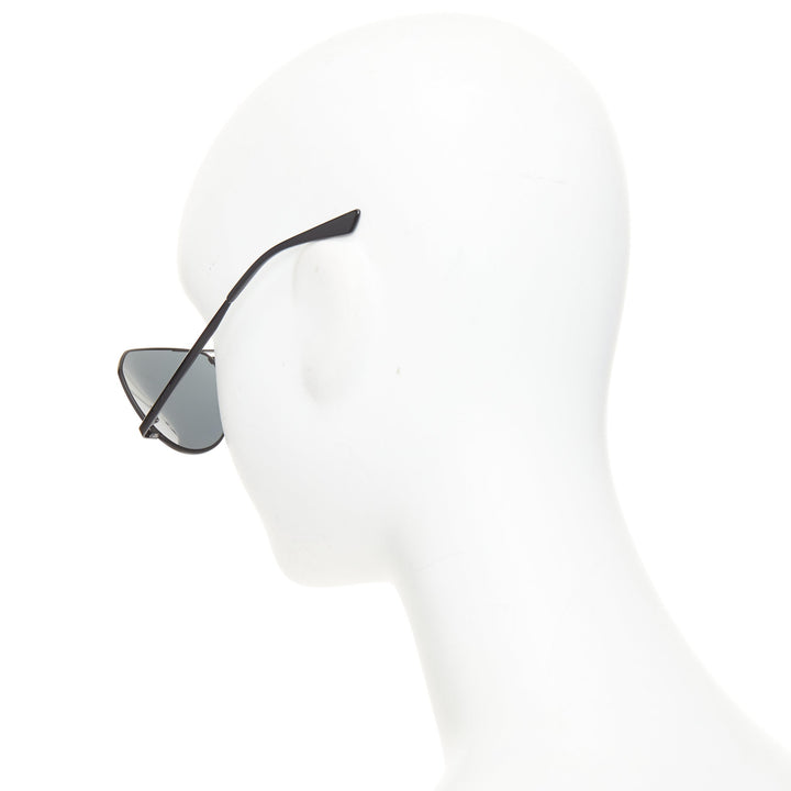 SAINT LAURENT 2023 Runway SL 690 Dust 001 black metal grey aviator sunglasses