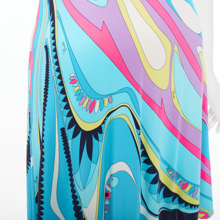 EMILIO PUCCI 100% silk light blue kaleidoscopic print mini dress IT40 S