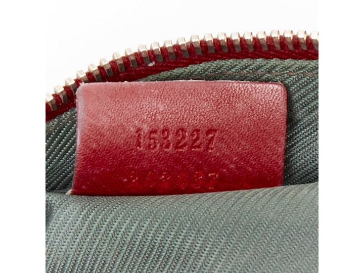 GUCCI Vintage Guccissima red leather GG emboss gold heart zip pouch make up bag