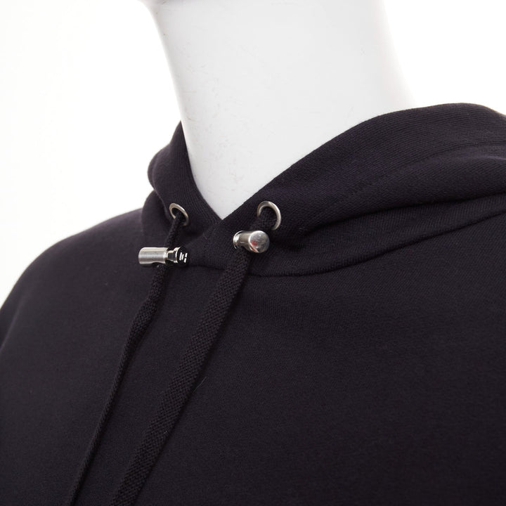 BALMA 2024 black crystal logo embellished fringe cropped hoodie sweatshirt XS