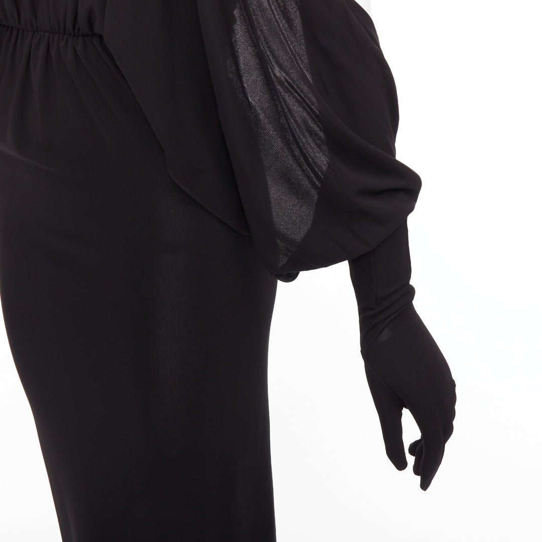 SAINT LAURENT 2023 Runway black sweetheart wired sweetheart gloves gown FR36 S