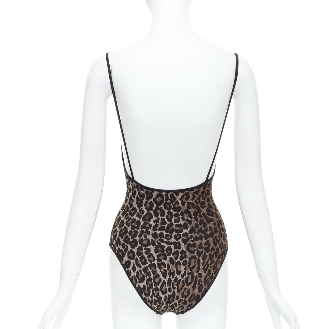 DOLCE GABBANA Mare Vintage brown leopard print scoop one piece swimsuit