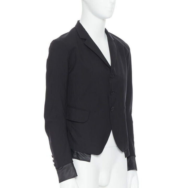 NEMETH Christopher Nemeth black wool exposed lining layered blazer jacket S