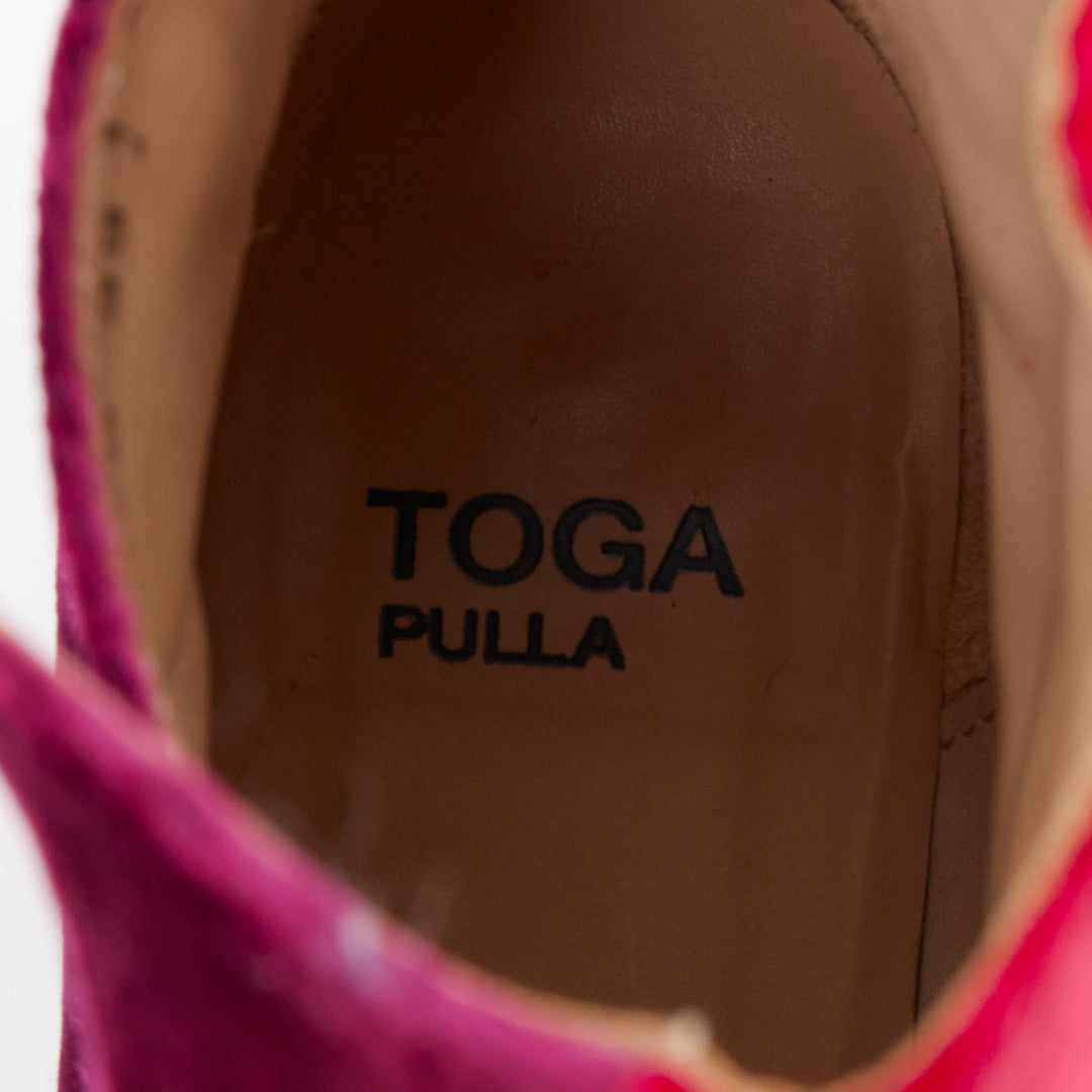 TOGA ARCHIVES Pulla tricolor velvet square toe ankle booties EU39