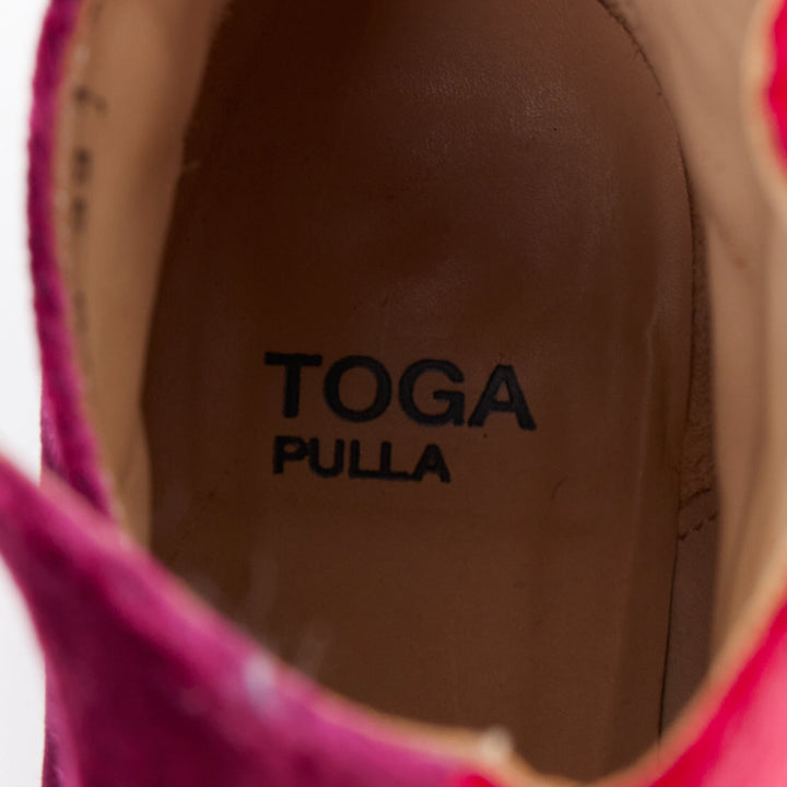 TOGA ARCHIVES Pulla tricolor velvet square toe ankle booties EU39