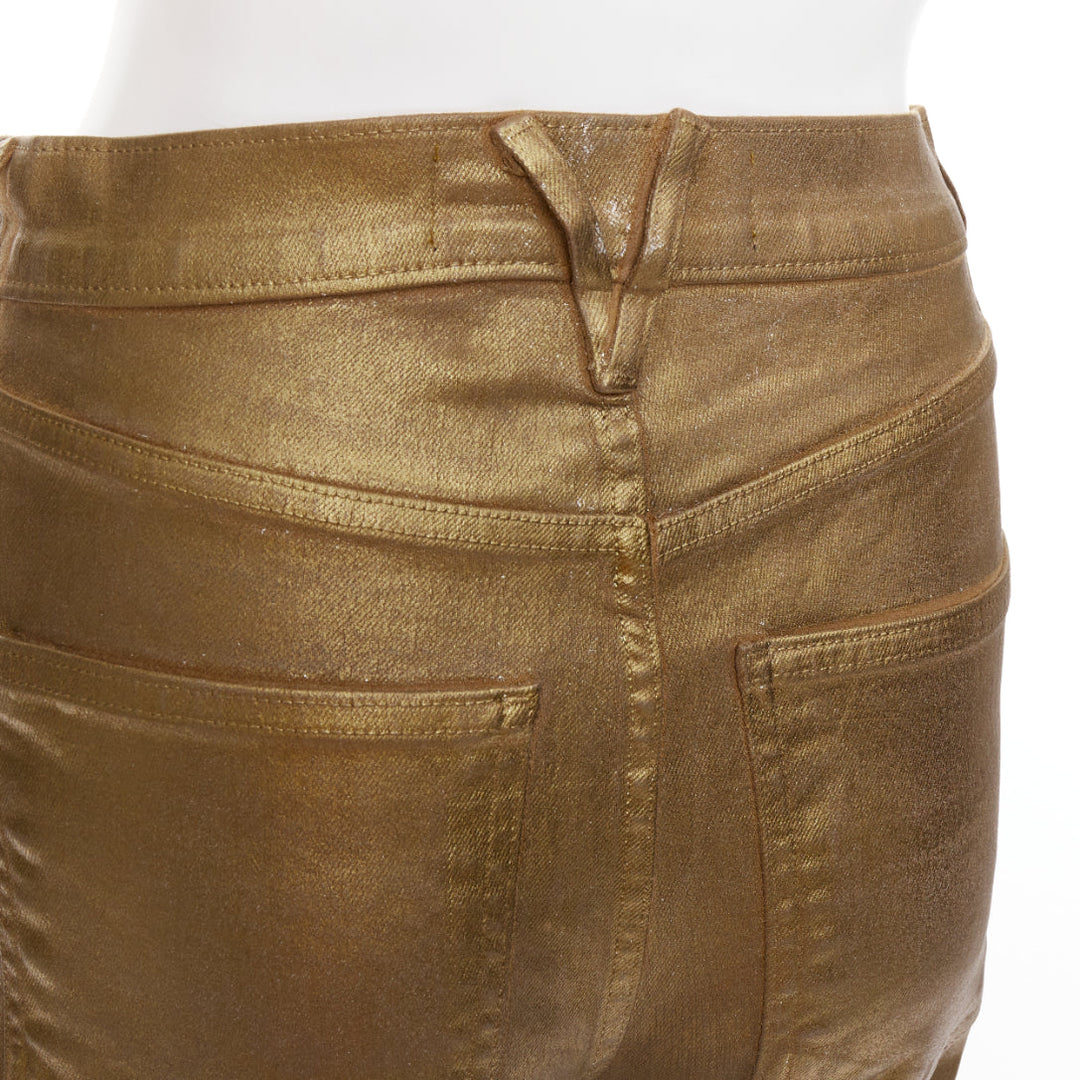 VERONICA BEARD Beverley Skinny Flare gold coated cotton flared jeans 24"
