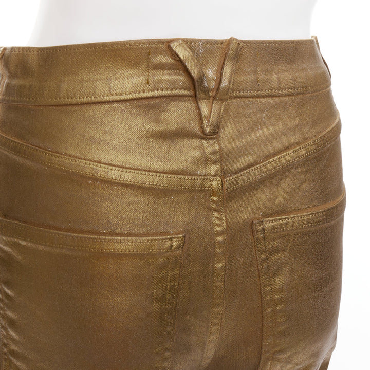 VERONICA BEARD Beverley Skinny Flare gold coated cotton flared jeans 24"