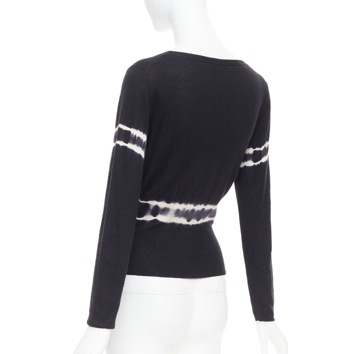 MIU MIU 2013 black cashmere silk tie dye cinched waist pullover sweater IT40 S