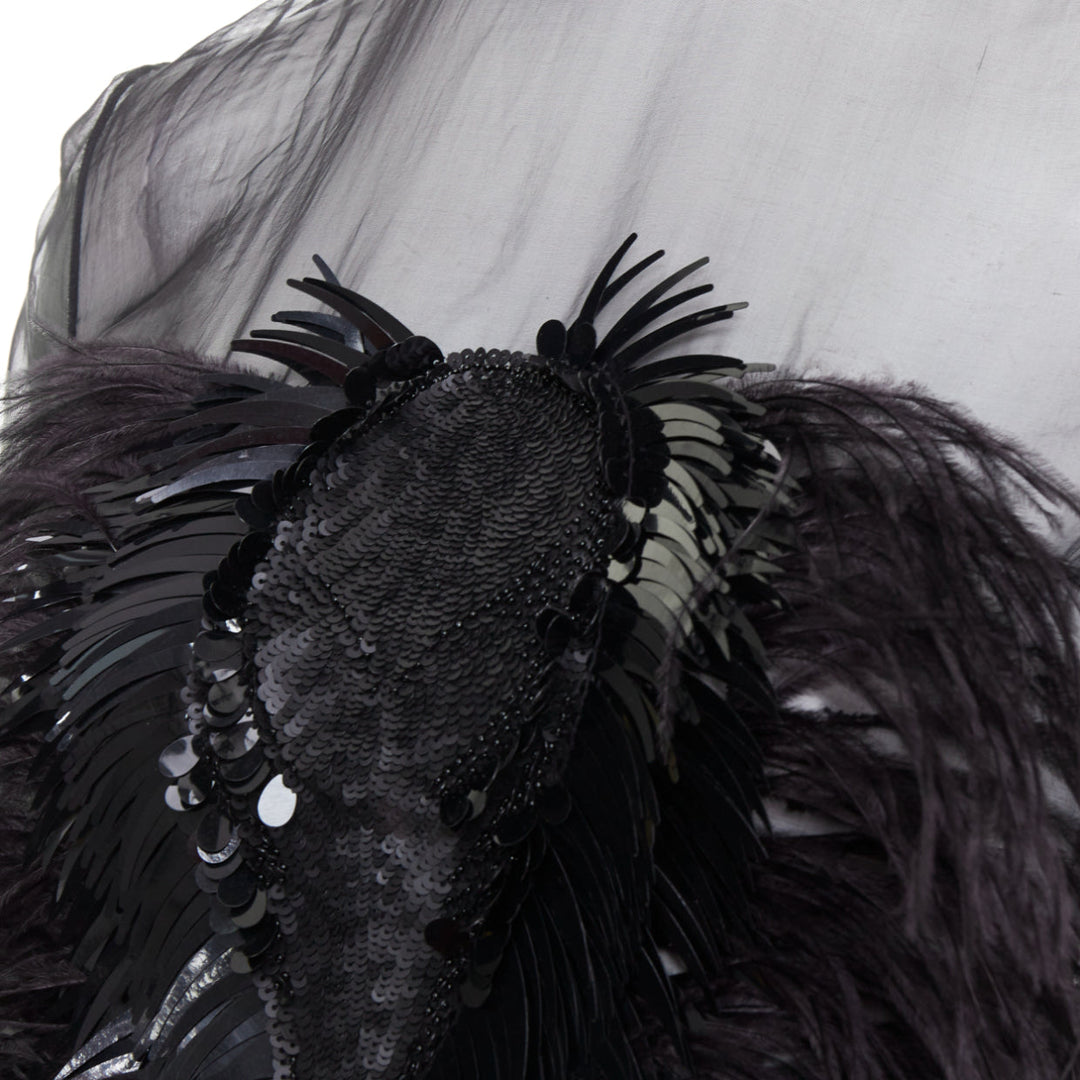 ALEXANDRE VAUTHIER COUTURE Lesage feather sequin pailette embellished sheer top