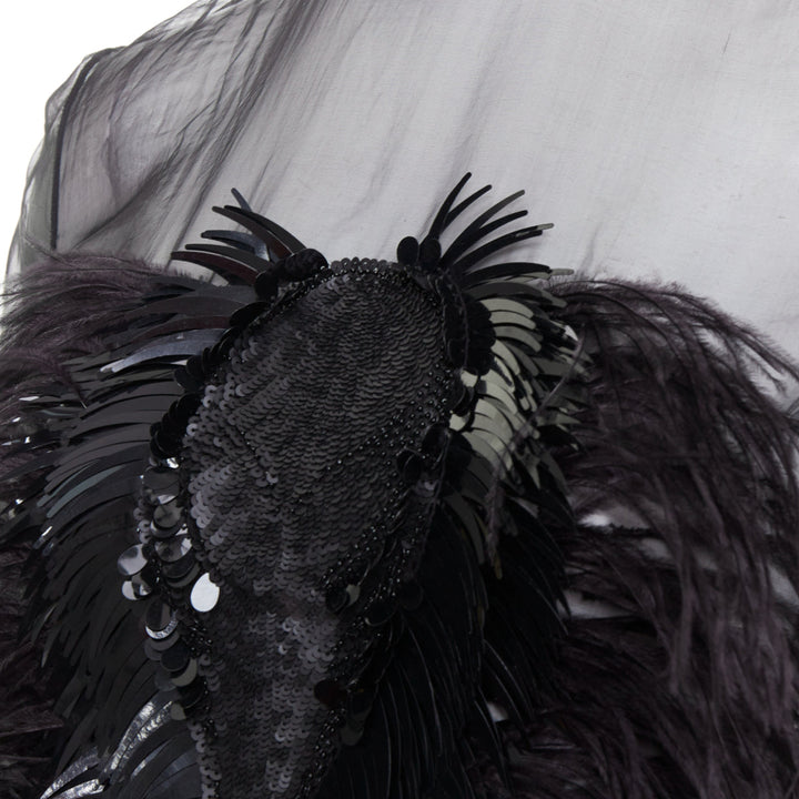 ALEXANDRE VAUTHIER COUTURE Lesage feather sequin pailette embellished sheer top