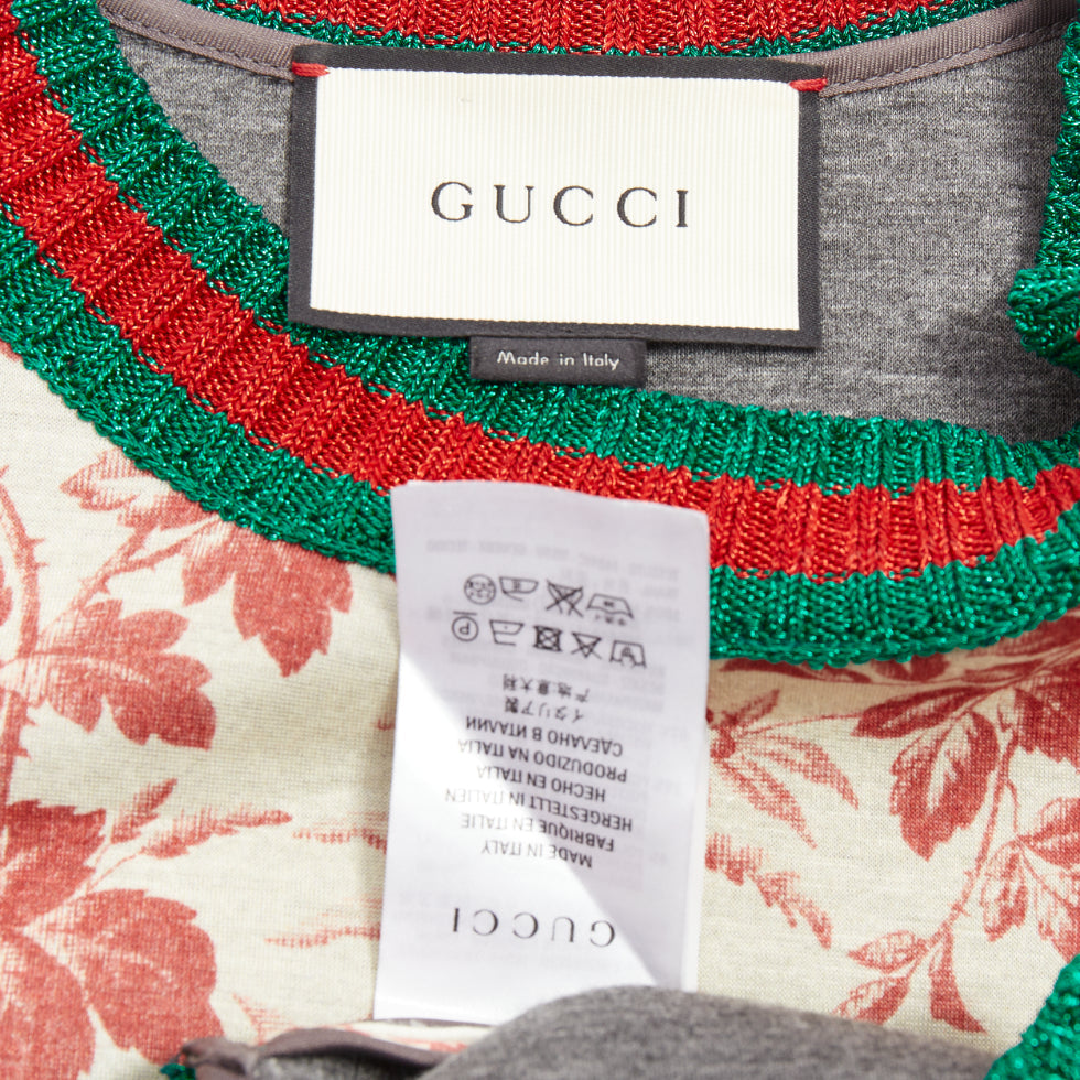 GUCCI 2016 Herbarium Floral grey pink bloom metallic web sweatshirt S