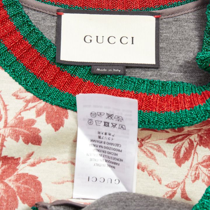 GUCCI 2016 Herbarium Floral grey pink bloom metallic web sweatshirt S