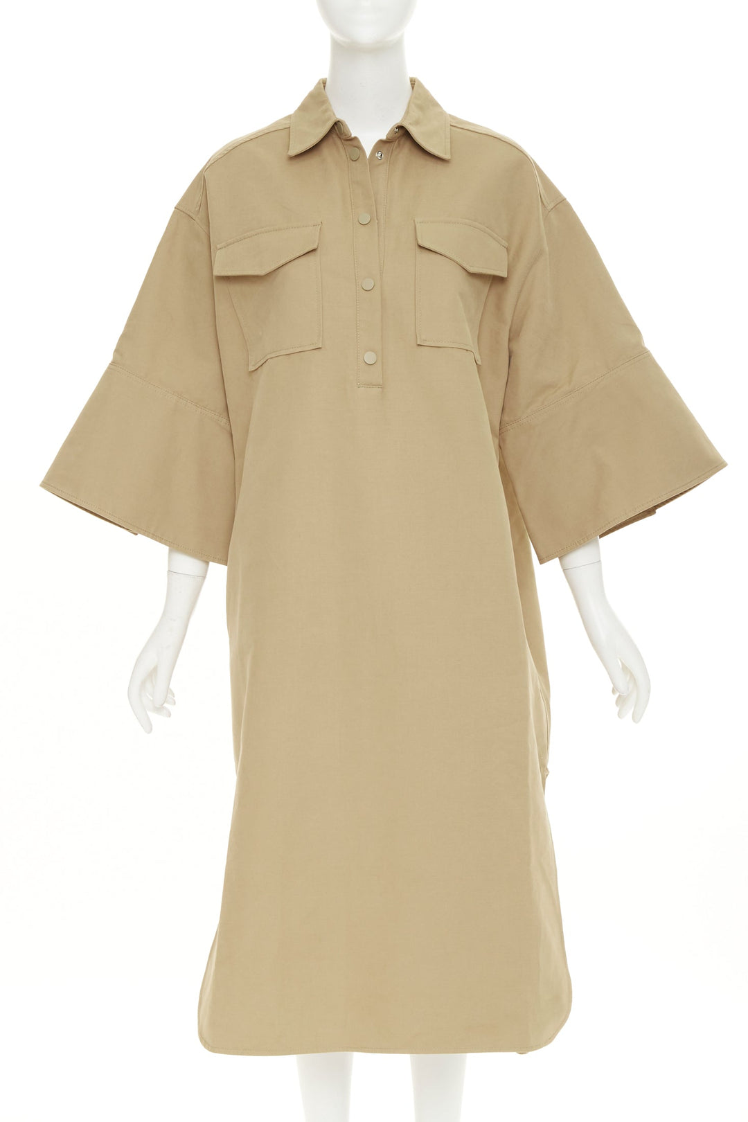 REMAIN BIRGER CHRISTENSEN Bonny cargo khaki organic cotton midi dress FR36 S