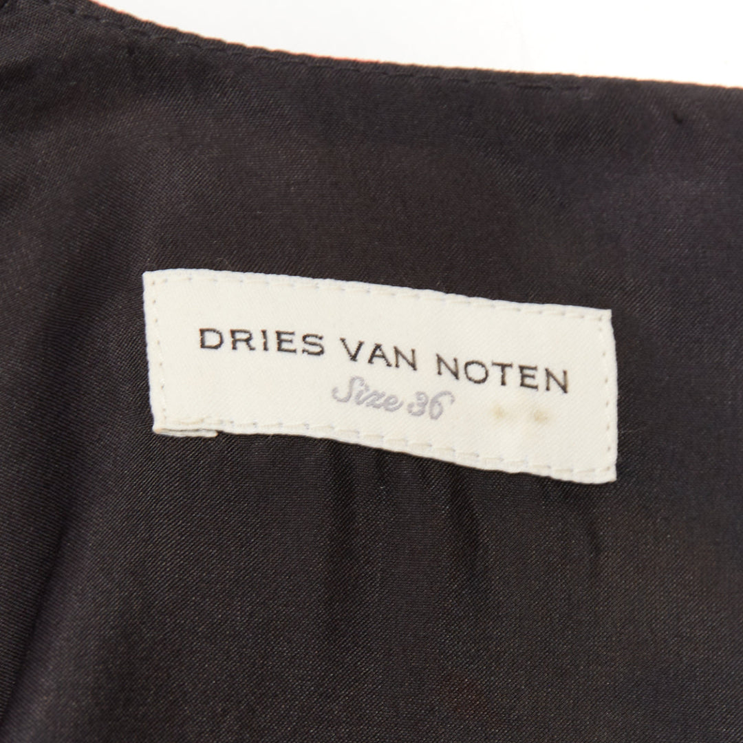 DRIES VAN NOTEN 2017 Runway orange yellow black floral Vneck midi dress FR36 S