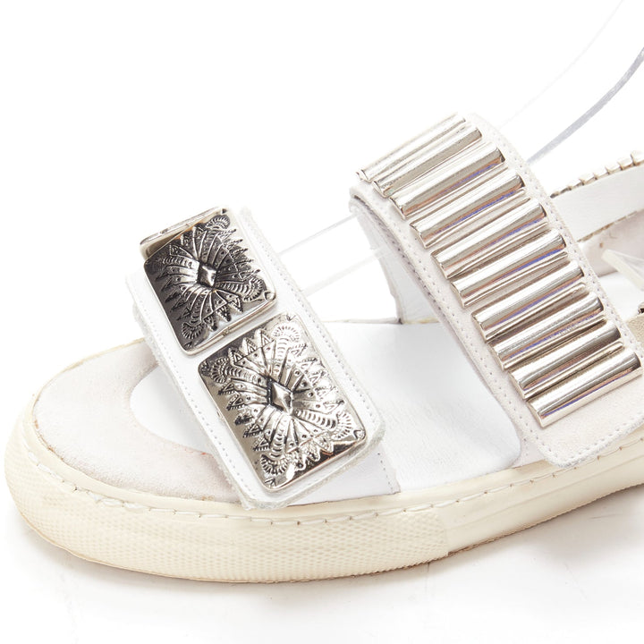 TOGA ARCHIVES 2022 white leather silver metal plate buckle sandals EU39