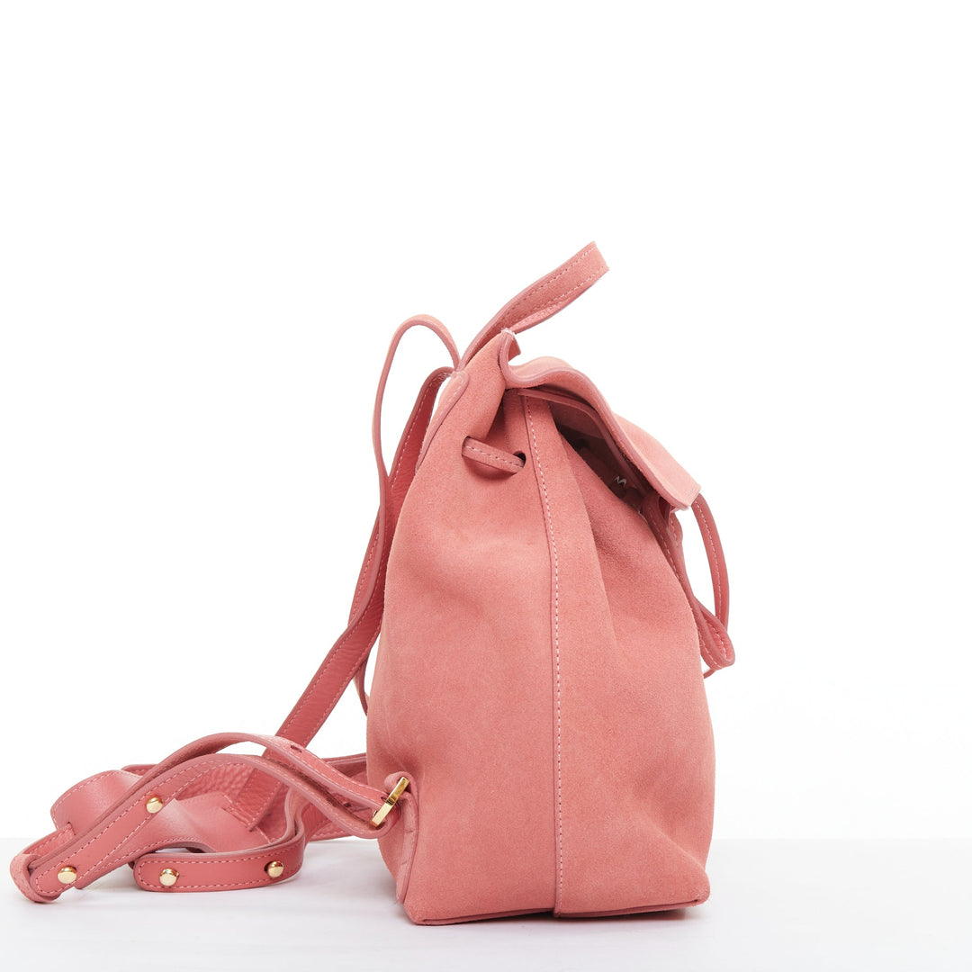 MANSUR GAVRIEL Suede Mini Backpack pink leather gold logo tie bag