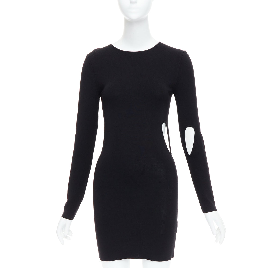 ROHE black viscose blend cut out bodycon mini dress IT34 XXS