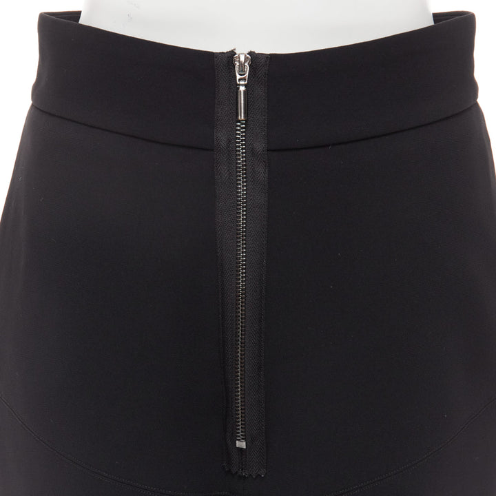 MATICEVSKI 2016 Predator black minimal front slit flare flute skirt AU10 L