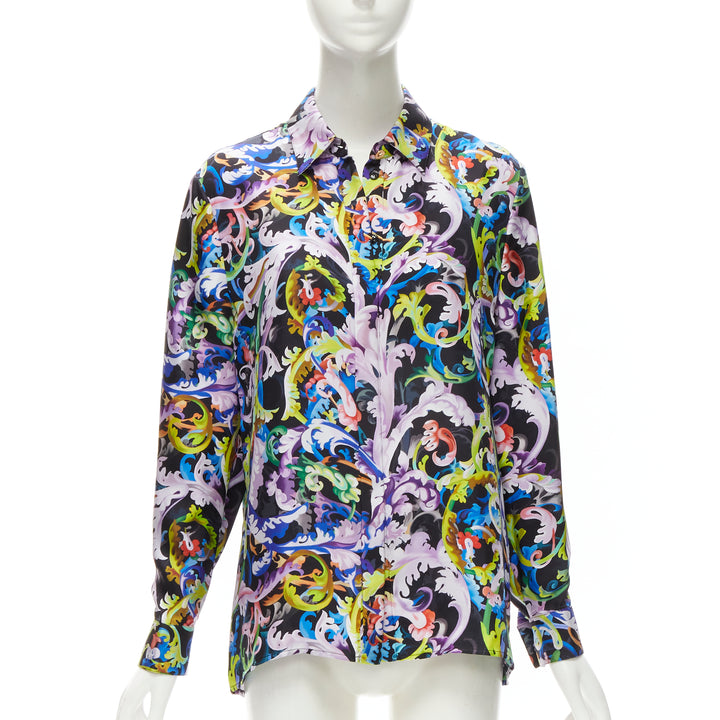 VERSACE 2021 Runway Baroccoflage 100% silk gold Medusa shirt IT40 S