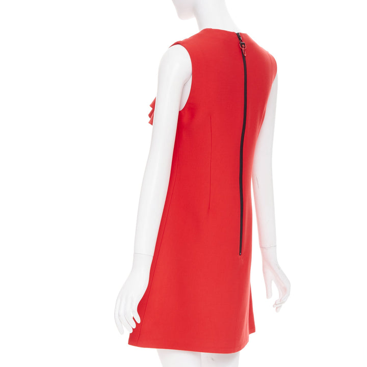 LOUIS VUITTON red ruffle sleeveless viscose blend cocktail dress FR36 S