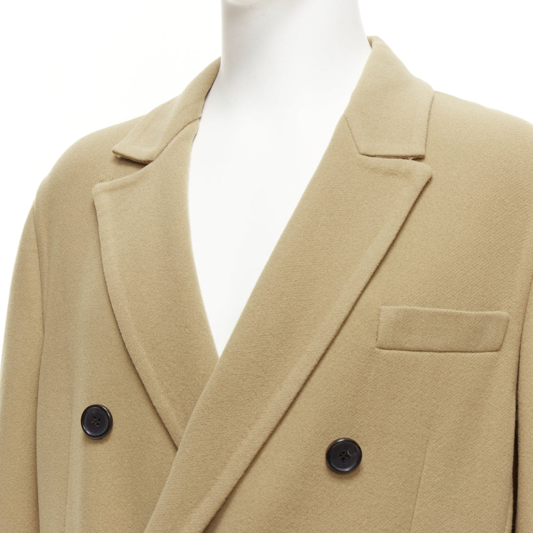 LOEWE camel wool cashmere black double breasted oversized coat IT46 S