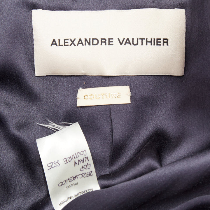 ALEXANDRE VAUTHIER COUTURE SS2025 Runway navy stand collar Power officer blazer