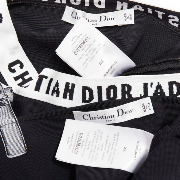 CHRISTIAN DIOR black white J'Adior logo bra shorts lounge set XS