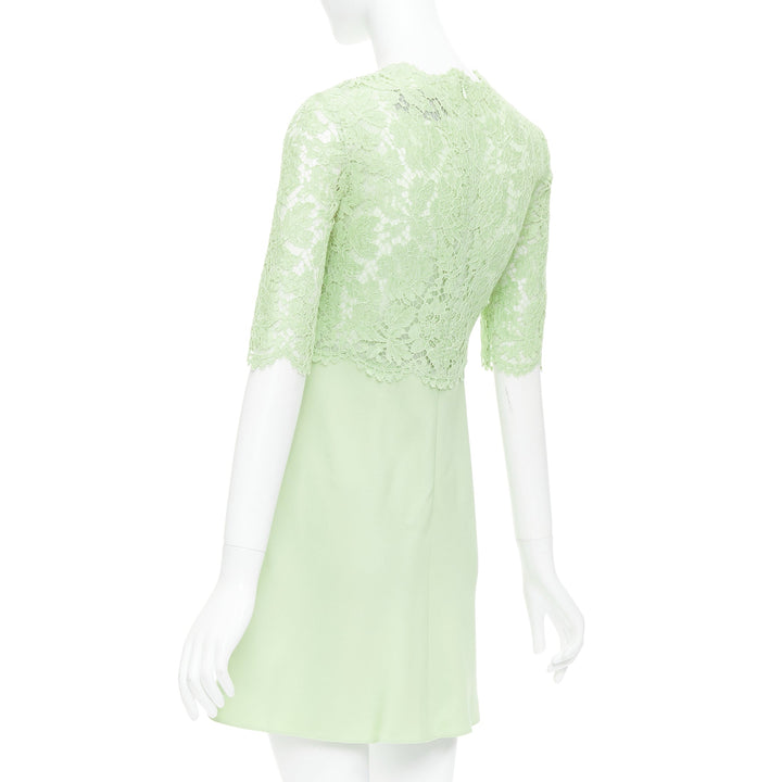 VALENTINO light green cotton blend lace bodice A line dress IT38 XS
