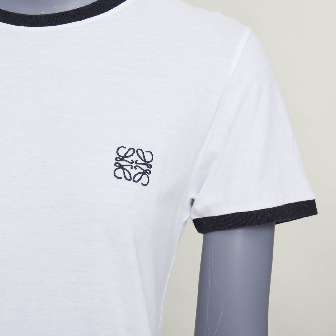 LOEWE 2024 white black Anagram embroidered slim-fit ringer tshirt S