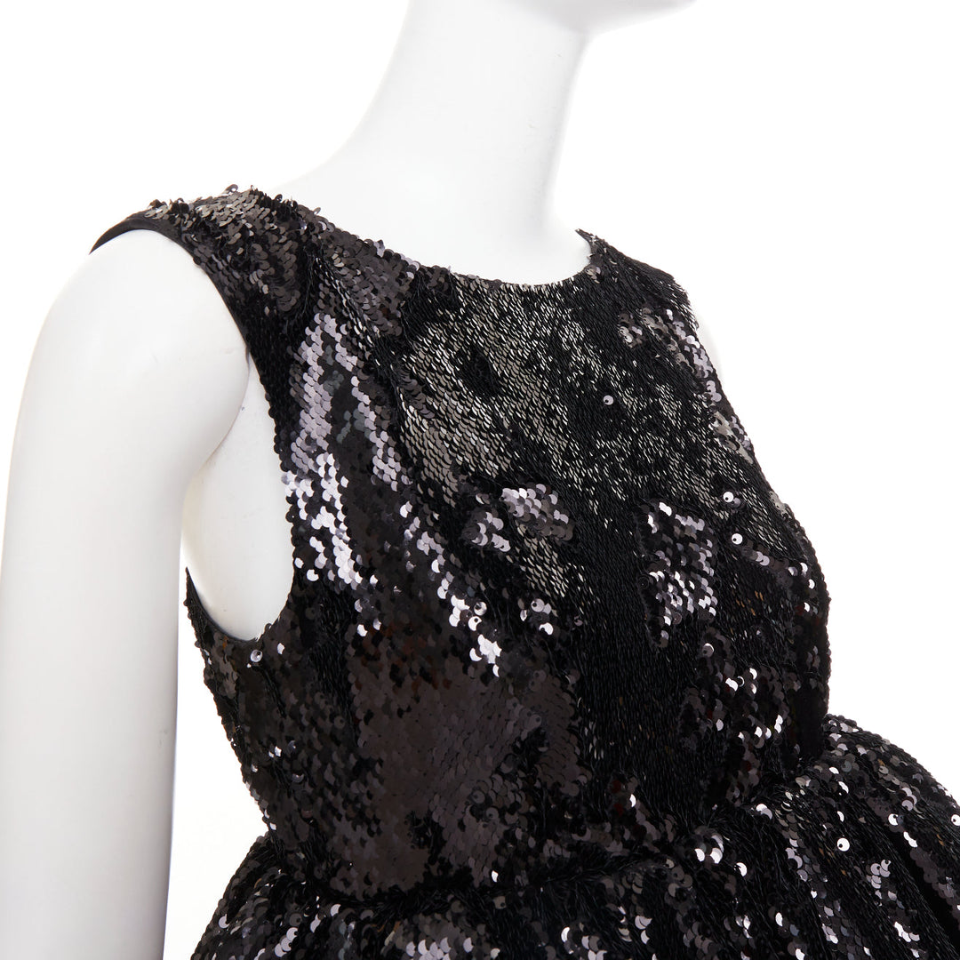 ALEXANDRE VAUTHIER COUTURE SS2025 Runway black sequinned tulle puff bubble dress