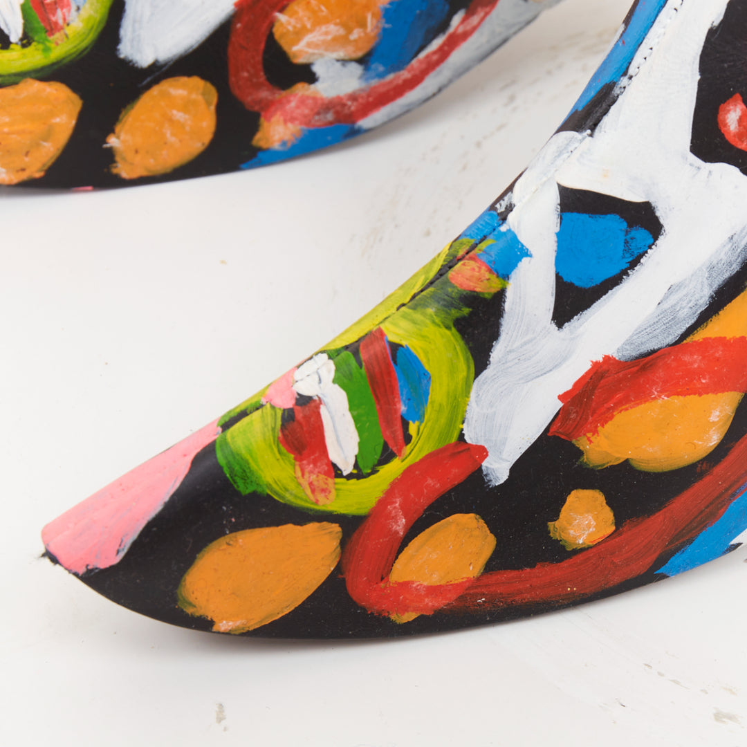 rare COMME DES GARCONS 2014 Runway hand painted black cowhide shoe covers