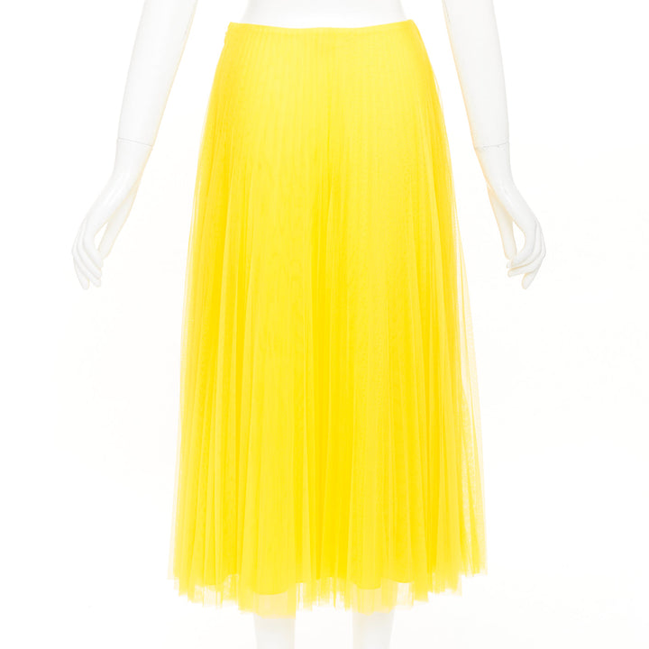 RALPH LAUREN PURPLE LABEL yellow pleated mesh silk lined midi skirt XS US0
