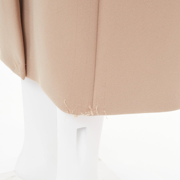 THE ROW beige tan structural plunge V neck asymmetric single button coat US2 S