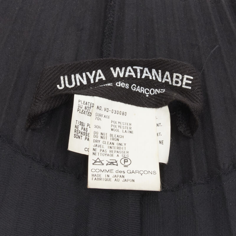 runway JUNYA WATANABE 1998 black Accordion raw edge deconstructed dress S