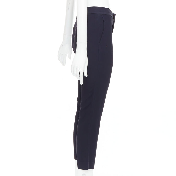CHLOE navy concealed fly back darts tapered flare pants FR34 XS