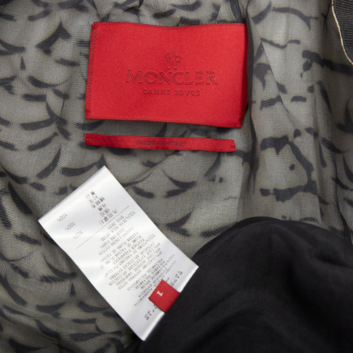 MONCLER GAMME ROUGE 2013 runway feather print puff sleeve ruffle jacket top Sz1