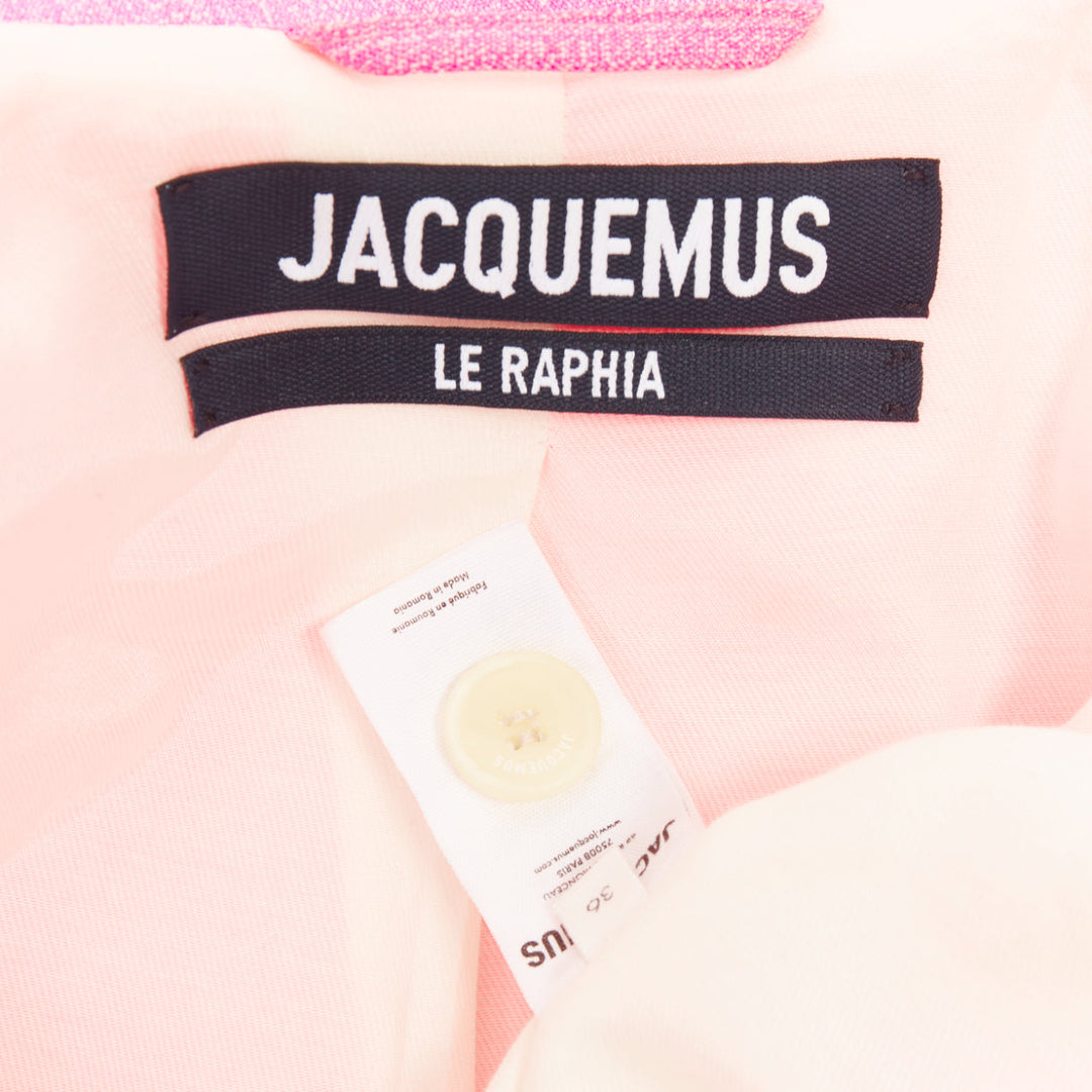 JACQUEMUS 2023 La Raphia  La Veste d'Homme Blazer neon pink long blazer FR36 S