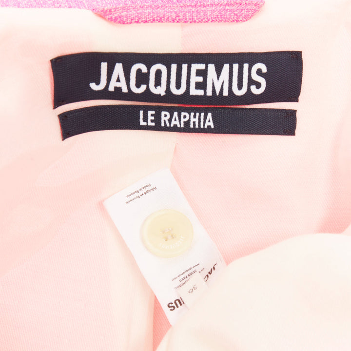 JACQUEMUS 2023 La Raphia  La Veste d'Homme Blazer neon pink long blazer FR36 S
