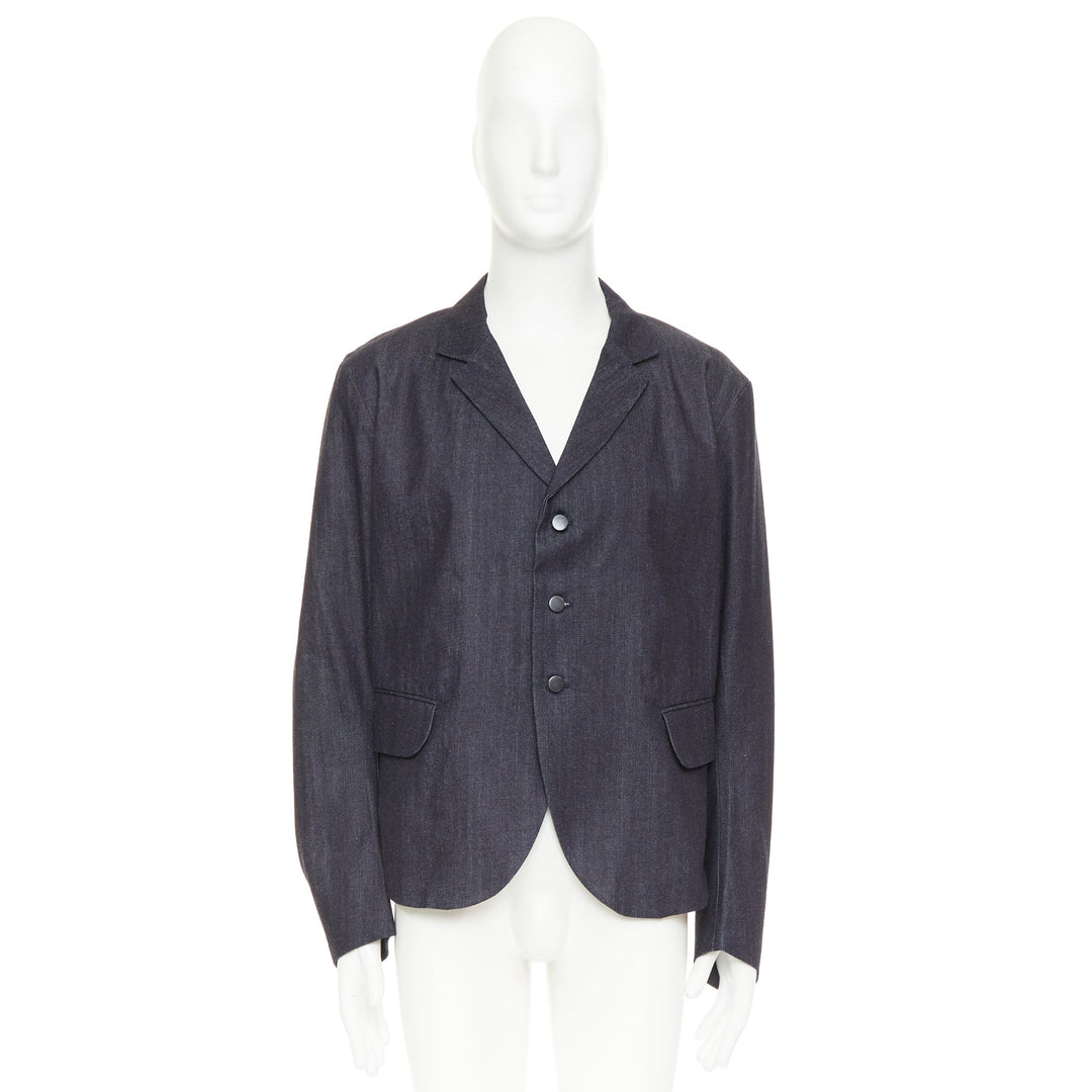 NEMETH Christopher Nemeth indigo blue cotton flap pockets boxy blazer jacket L