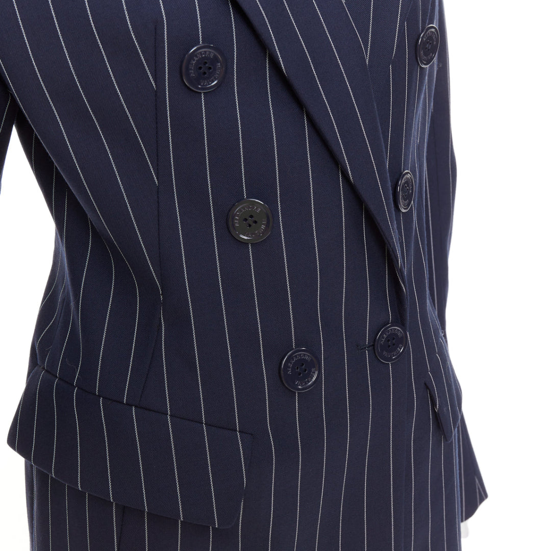 ALEXANDRE VAUTHIER navy blue pinstripe double breasted blazer jacket FR36 S